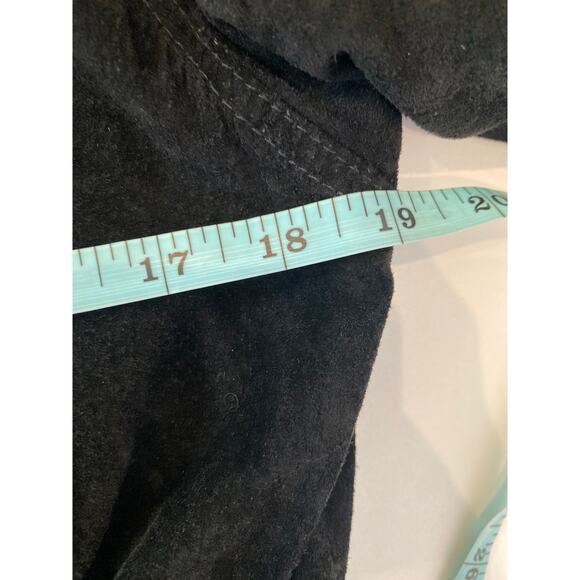 Express Black Vintage 90s Y2K Leather Suede Peplum Parka Jacket Sz XS Zipper - Picture 14 of 16